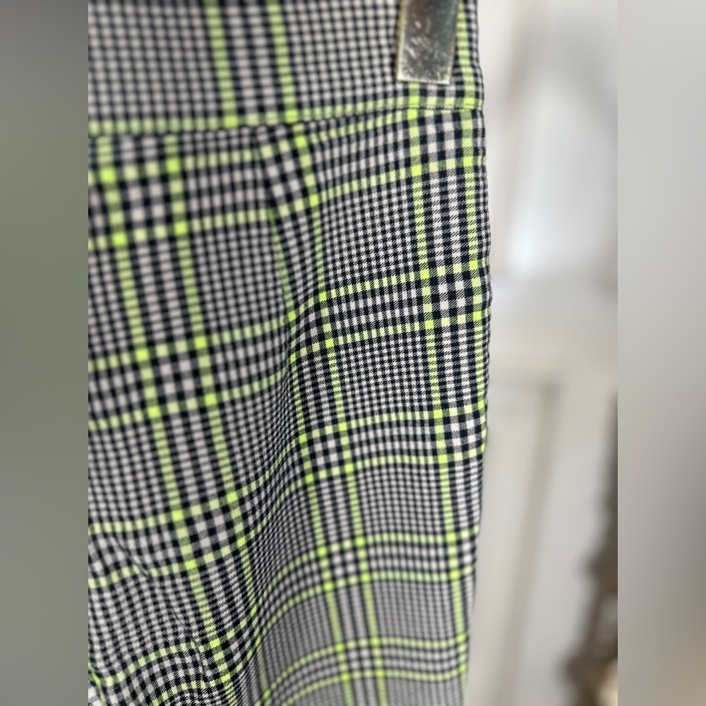 Urban Outfitters Plaid Pants 2 High Rise Neon Dark Academia - Picture 3 of 5